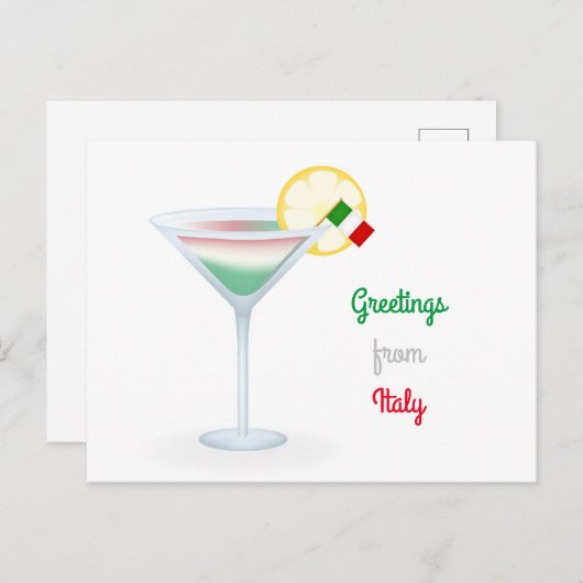 イタリアからの挨拶カクテルホリデー葉書 シーズンポストカード (正面/裏面)