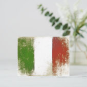 イタリアからの汚いヴィンテージフラグ付きポストカード ポストカード (スタンド正面)