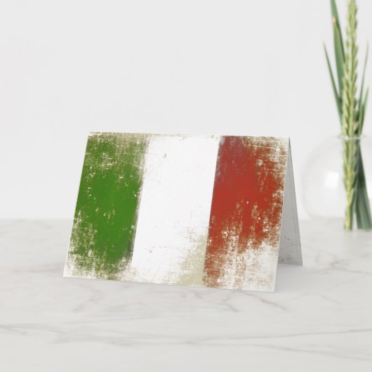 イタリアからの汚れたヴィンテージの旗が付いている挨拶状 カード (正面)