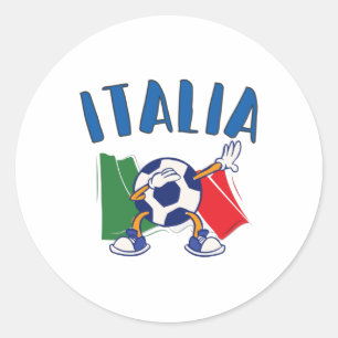 イタリアがサッカーボールの国旗をたたく ラウンドシール