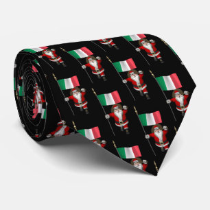 イタリアすてき国旗を持つサンタクロース ネクタイ