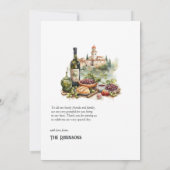 イタリアでのデスティネーション・ウェディングの水彩画 サンキューカード (裏面)