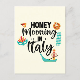 イタリアでの新婚旅行カップルのマッチング休暇 ポストカード