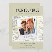 イタリアでの目的地ウェディングのための荷物をまとめて セーブザデート (正面/裏面)