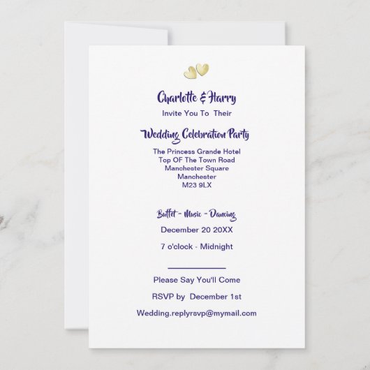 イタリアでの結婚式結婚した後のパーティー 招待状 (裏面)