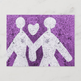 イタリアで恋をする紫の男女 ポストカード
