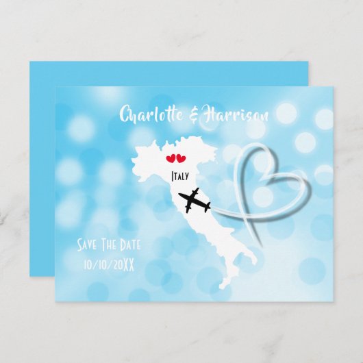 イタリアで結婚式 ウェディング デスティネーション 保存日付 セーブザデート (正面/裏面)