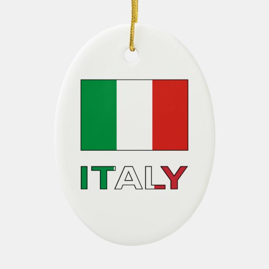 イタリアとイタリアの国旗 セラミックオーナメント (正面)