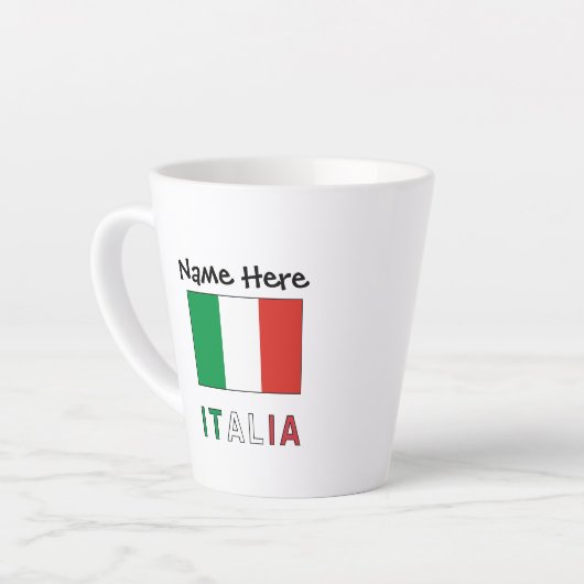イタリアとイタリアの旗にあなたの名前 カフェラテマグ (左アングル)