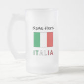 イタリアとイタリアの旗にあなたの名前 フロストグラスビールジョッキ (左)