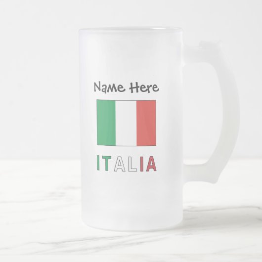 イタリアとイタリアの旗にあなたの名前 フロストグラスビールジョッキ (右)