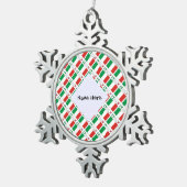 イタリアとイタリアン国旗のタイルパーソナライズされた表示 スノーフレークピューターオーナメント (右)