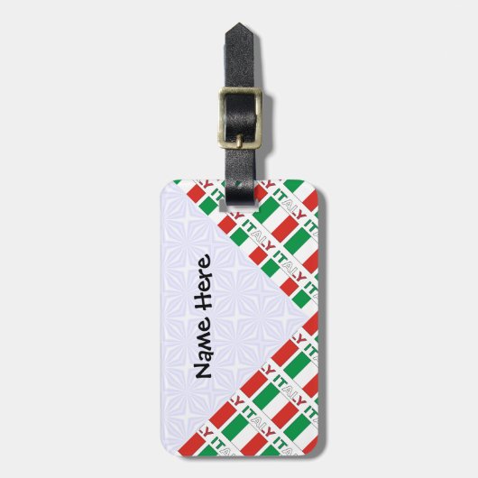 イタリアとイタリアン国旗のタイルパーソナライズされた表示 ラゲッジタグ (正面縦)