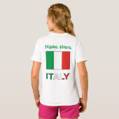イタリアとイタリアン国旗の緑のパーソナライズ少女 Tシャツ (裏面フル)
