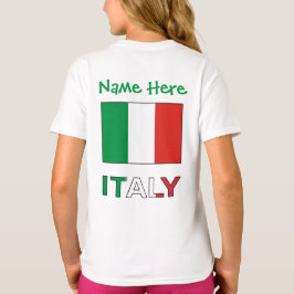 イタリアとイタリアン国旗の緑のパーソナライズ少女 Tシャツ