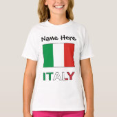 イタリアとイタリアン国旗の緑のパーソナライズ少女 Tシャツ (正面)