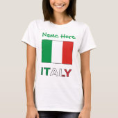 イタリアとイタリアン国旗の緑の個人用設定の女性 Tシャツ (正面)