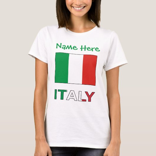 イタリアとイタリアン国旗の緑の個人用設定の女性 Tシャツ (正面)