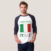 イタリアとイタリアン国旗の緑の個人用設定の男性 Tシャツ (正面フル)