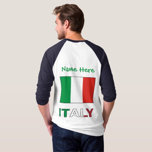 イタリアとイタリアン国旗の緑の個人用設定の男性 Tシャツ (裏面フル)