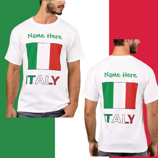 イタリアとイタリアン国旗の緑の個人用設定の男性 Tシャツ