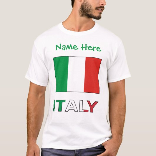 イタリアとイタリアン国旗の緑の個人用設定の男性 Tシャツ (正面)