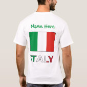 イタリアとイタリアン国旗の緑の個人用設定の男性 Tシャツ (裏面)