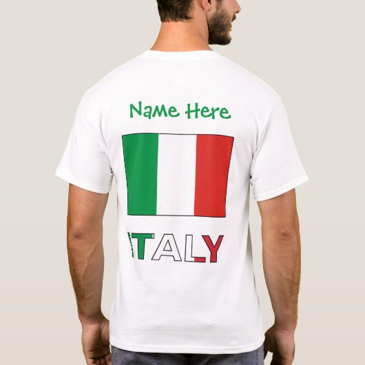 イタリアとイタリアン国旗の緑の個人用設定の男性 Tシャツ (裏面)