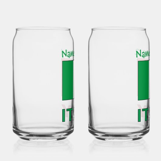 イタリアとイタリアン国旗の緑の個人用設定 ガラス缶 (右)