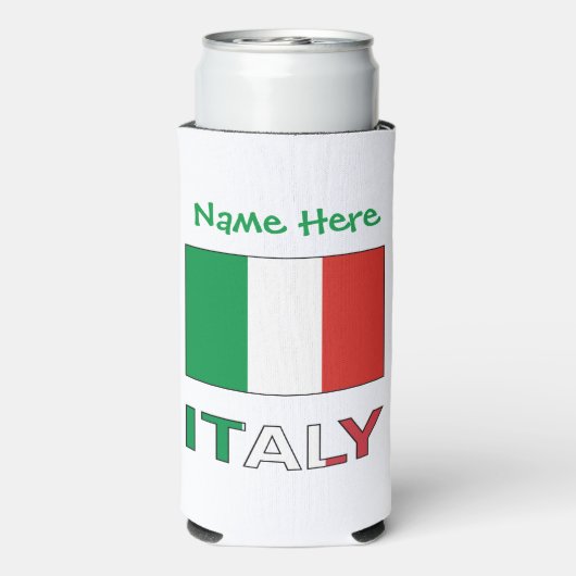 イタリアとイタリアン国旗の緑の個人用設定 スリム缶クーラー (Seltzer裏面)