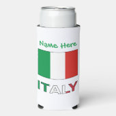 イタリアとイタリアン国旗の緑の個人用設定 スリム缶クーラー (Seltzer正面)