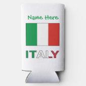 イタリアとイタリアン国旗の緑の個人用設定 スリム缶クーラー (裏面)