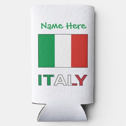 イタリアとイタリアン国旗の緑の個人用設定 スリム缶クーラー (裏面)