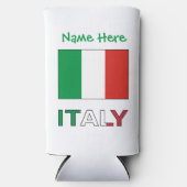 イタリアとイタリアン国旗の緑の個人用設定 スリム缶クーラー (正面)