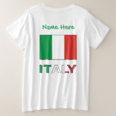 イタリアとイタリアン国旗の緑の個人用設定 プラスサイズTシャツ (デザイン裏面)