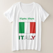 イタリアとイタリアン国旗の緑の個人用設定 プラスサイズTシャツ (デザイン正面)