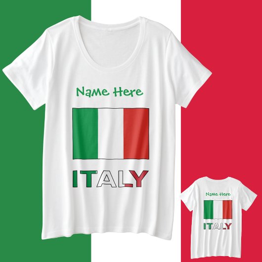 イタリアとイタリアン国旗の緑の個人用設定 プラスサイズTシャツ
