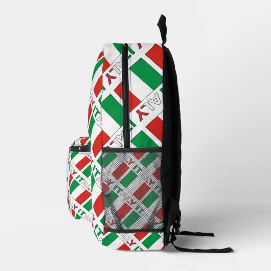 イタリアとイタリアン国旗の緑の個人用設定 プリントバックパック (右)