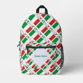 イタリアとイタリアン国旗の緑の個人用設定 プリントバックパック (正面)