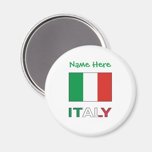 イタリアとイタリアン国旗の緑の個人用設定 マグネット (正面/裏面)