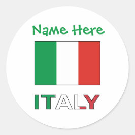 イタリアとイタリアン国旗の緑の個人用設定 ラウンドシール