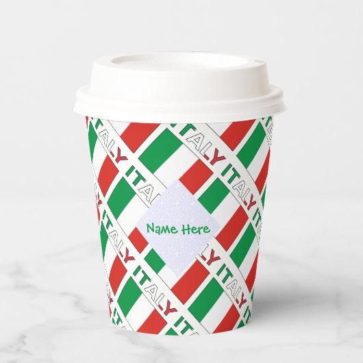 イタリアとイタリアン国旗の緑の個人用設定 紙コップ (正面)