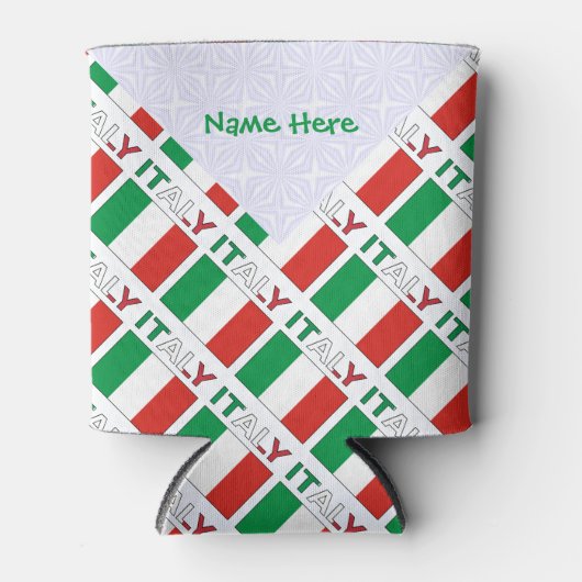 イタリアとイタリアン国旗の緑の個人用設定 缶クーラー (正面)