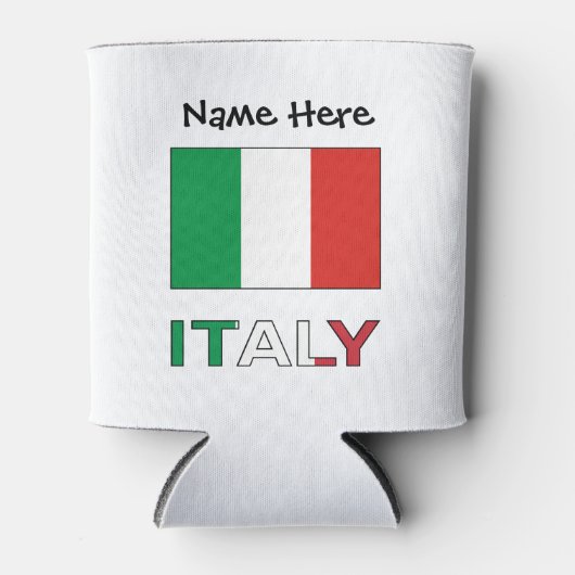 イタリアとイタリア国旗にあなたの名前 缶クーラー (正面)