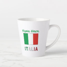 イタリアとイタリア国旗のグリーンパーソナライゼーション カフェラテマグ