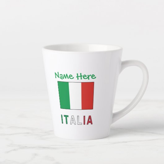 イタリアとイタリア国旗のグリーンパーソナライゼーション カフェラテマグ (右)