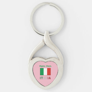 イタリアとイタリア国旗のグリーンパーソナライゼーション キーホルダー