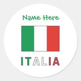 イタリアとイタリア国旗のグリーンパーソナライゼーション ラウンドシール