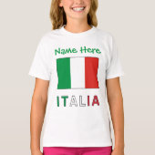 イタリアとイタリア国旗のグリーンパーソナライゼーション Tシャツ (正面)