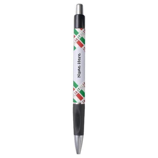 イタリアとイタリア国旗のタイル模様のカスタマイズ商品 ボールペン (正面縦)